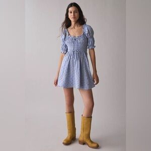 Kimchi Blue Sofia Smocked Tie-Front Bow Mini Dress